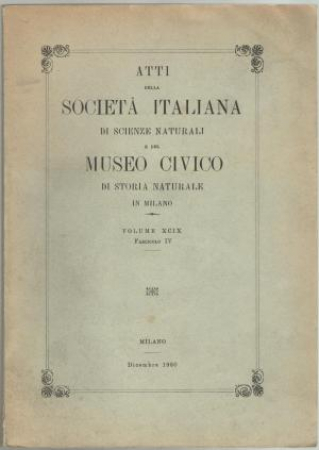 Atti della Società italiana di scienze naturali e del Museo civico di storia naturale in Milano