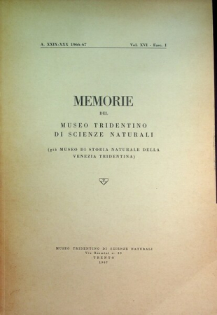 Memorie del Museo tridentino di scienze naturali