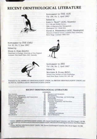 Recent ornithological literature