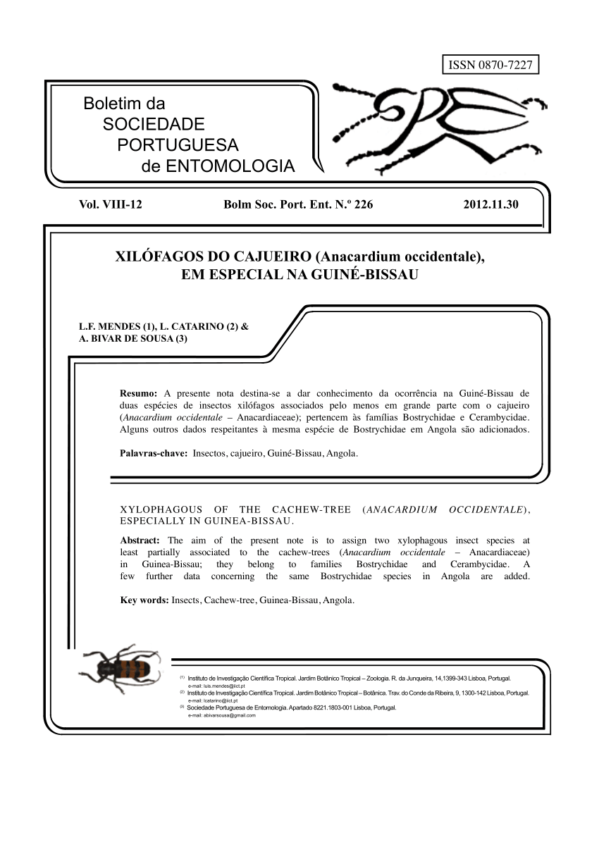 Boletim da Sociedade portuguesa de entomologia