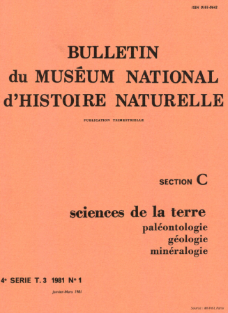 Bulletin du Muséum national d'histoire naturelle. Section C, Sciences de la terre, paléontologie, géologie, minéralogie