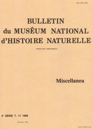 Bulletin du Muséum national d'histoire naturelle. Miscellanea