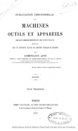 Publication industrielle des machines, outilis, et appareils