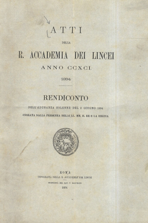 Atti della R. Accademia dei lincei. Rendiconto dell'adunanza solenne ..