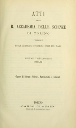 Atti della Reale Accademia delle scienze di Torino. Classe di scienze fisiche, matematiche e naturali