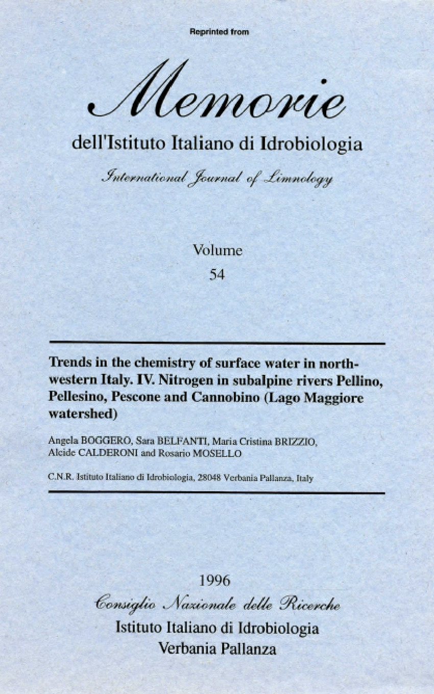 Memorie dell'Istituto italiano di idrobiologia