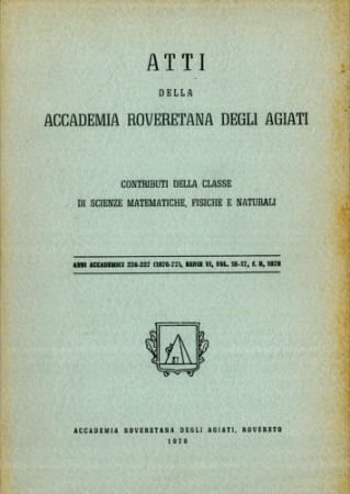 Atti della Accademia roveretana degli Agiati. Contributi della classe di scienze matematiche, fisiche e naturali